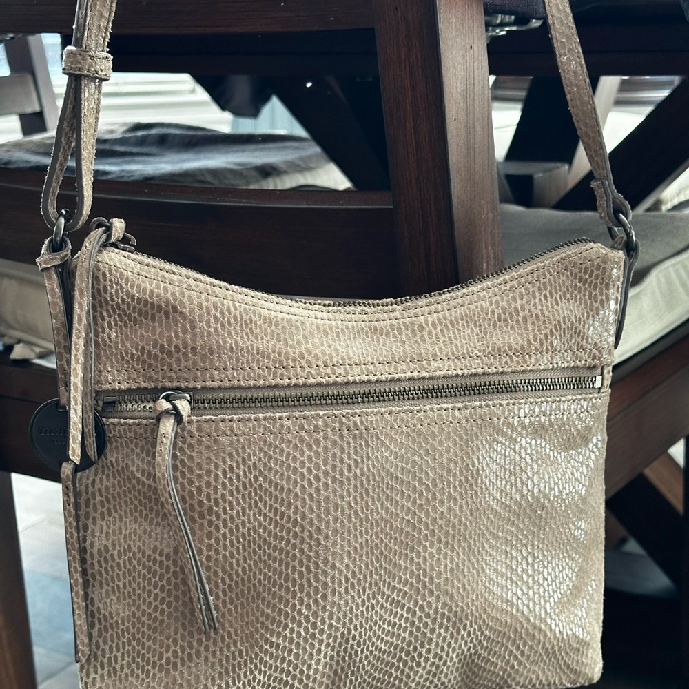Margot New York Elegant Beige Crossbody Bag Genuine Snake Leather